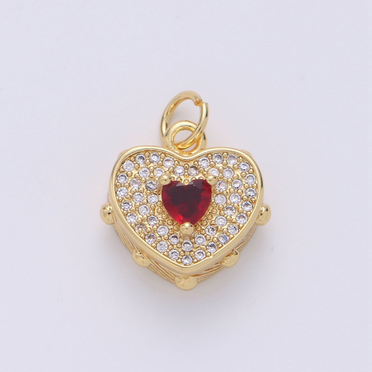 Dainty Gold Heart Pendant Necklace 24k Gold plated Heart Charm Necklace Micro Pave Love, Heart Charm for Necklace Bracelet Earring Supply D-518 - DLUXCA