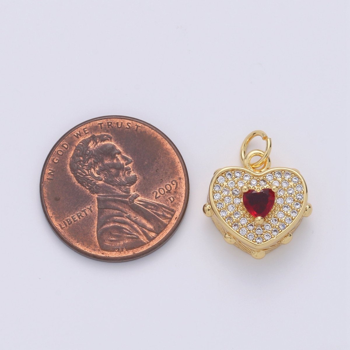 Dainty Gold Heart Pendant Necklace 24k Gold plated Heart Charm Necklace Micro Pave Love, Heart Charm for Necklace Bracelet Earring Supply D-518 - DLUXCA