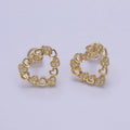 Dainty Gold Heart Stud Earrings Minimalist Delicate Earring 18K Gold plated Stud Earring V-120 - DLUXCA