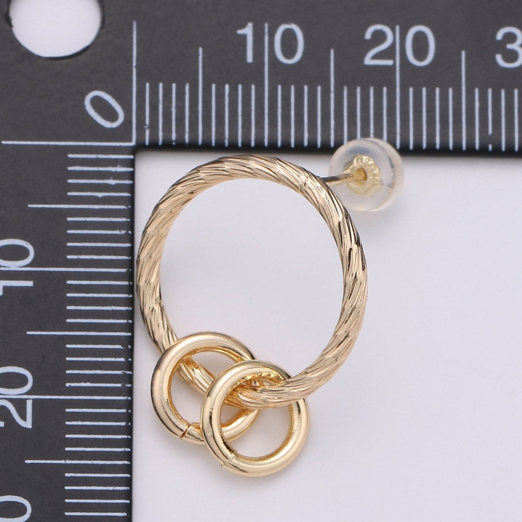 Dainty Gold Hoop Earrings, Gold Disk Earrings, Tiny Hoops with Coin Charm, Geometric Earrings, Gold Huggie Earrings, Minimalist Hoops, Gift Q-244 - DLUXCA