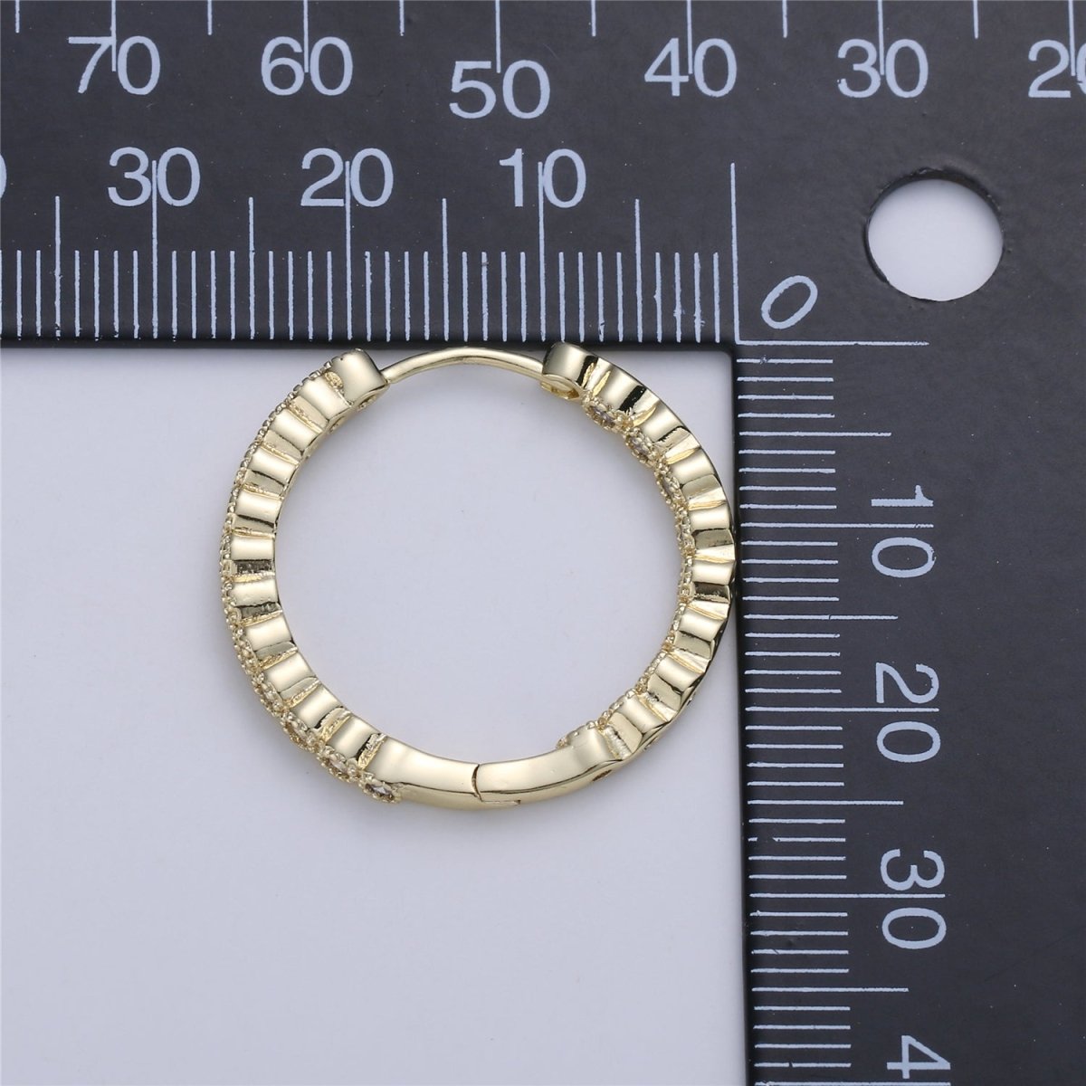 Dainty Gold Huggie Earring- Clear Cubic Earring - Gold Earring - Gold plated Earring - Minimalist Jewelry Supply Component P-045 - DLUXCA