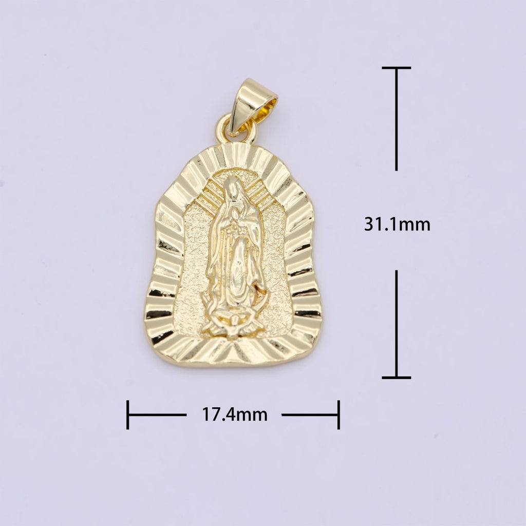 Dainty Gold Lady Guadalupe Charm Virgin Mary Pendant N-624 - DLUXCA