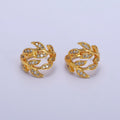 Dainty Gold Laurel Leaves Hoop Earrings CZ Olive Leaf Huggie Earrings Modern Earrings | AB126 - DLUXCA