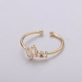 Dainty Gold Marquise Ring Marquise Fan Ring Gold Open Ring Minimalist Ring Open Ring for Christmas gift R-114 - DLUXCA