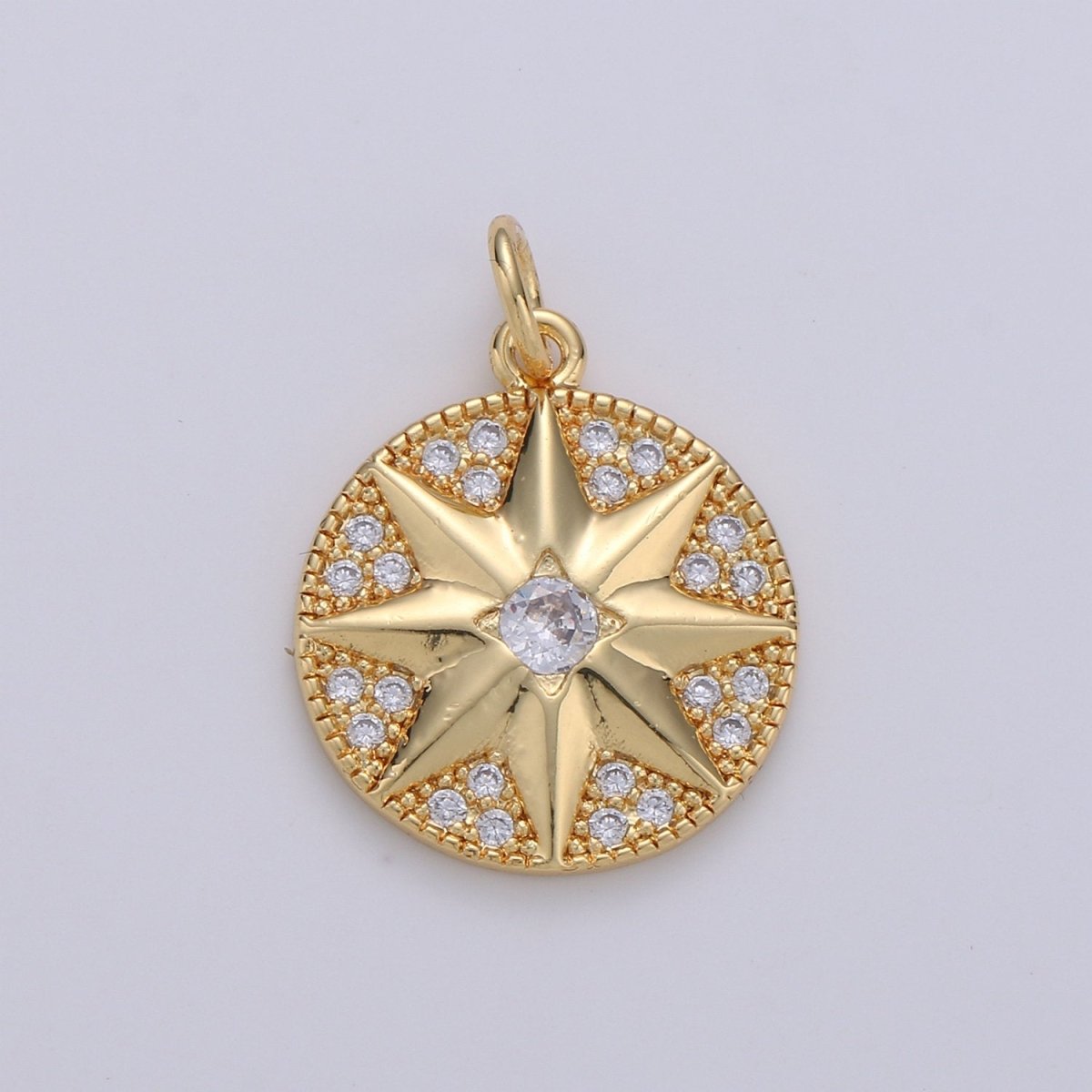 Dainty Gold North star Charm, starburst gold Pendant, dainty minimalist Jewelry Making in 24k Gold plated Findings D-293 - DLUXCA