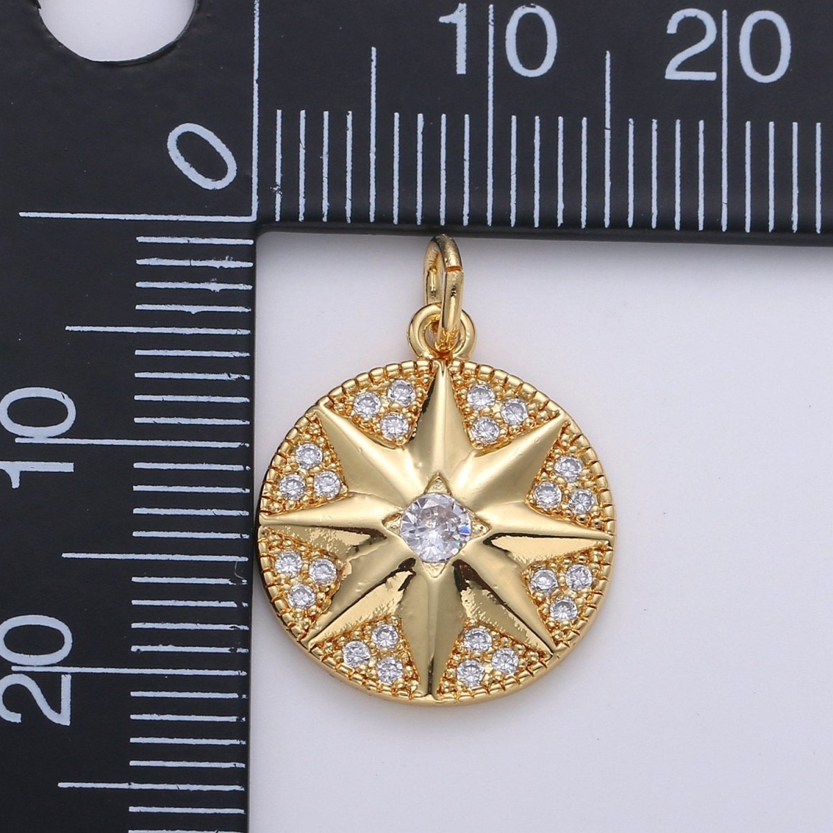 Dainty Gold North star Charm, starburst gold Pendant, dainty minimalist Jewelry Making in 24k Gold plated Findings D-293 - DLUXCA