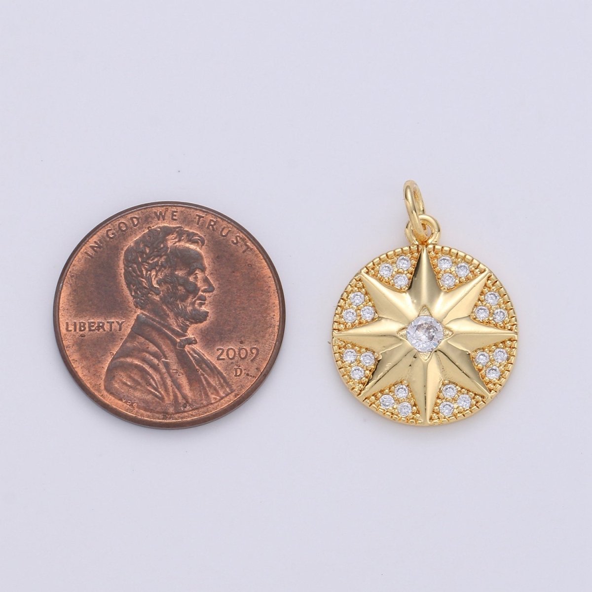 Dainty Gold North star Charm, starburst gold Pendant, dainty minimalist Jewelry Making in 24k Gold plated Findings D-293 - DLUXCA