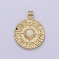 Dainty Gold Opal Zodiac Medallion Horoscope Coin Pendant H-281 H-283 H-284 - DLUXCA