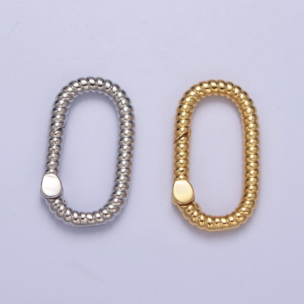 Dainty Gold Oval Spring Gate Ring, Push Gate Clasp Charm Holder 14K Gold plated Clasp for Charm Holder Connector L-727 L-728 - DLUXCA