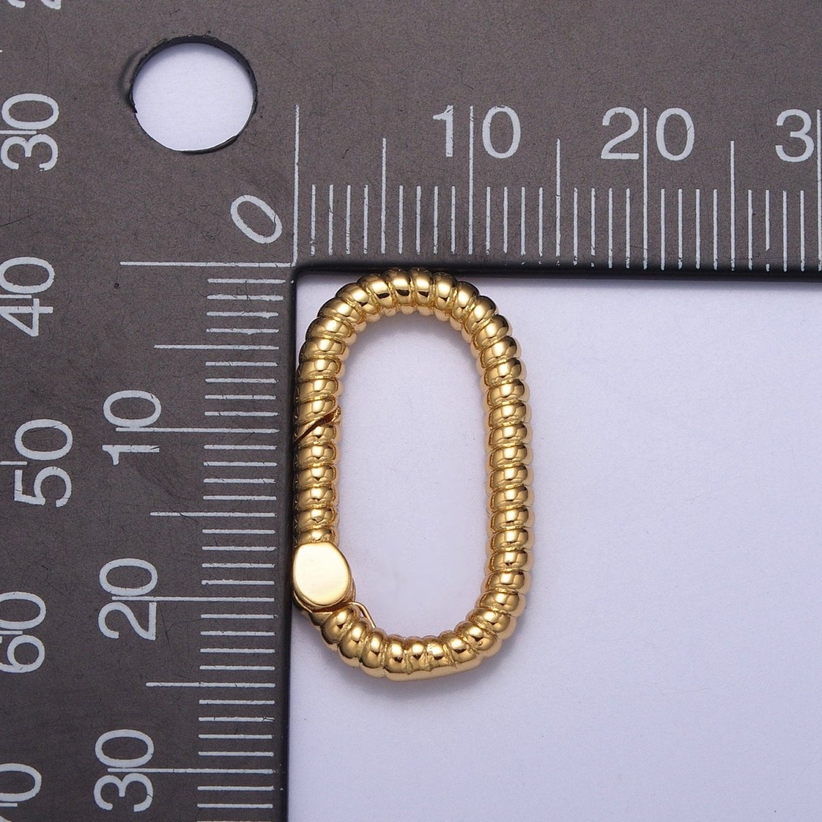 Dainty Gold Oval Spring Gate Ring, Push Gate Clasp Charm Holder 14K Gold plated Clasp for Charm Holder Connector L-727 L-728 - DLUXCA