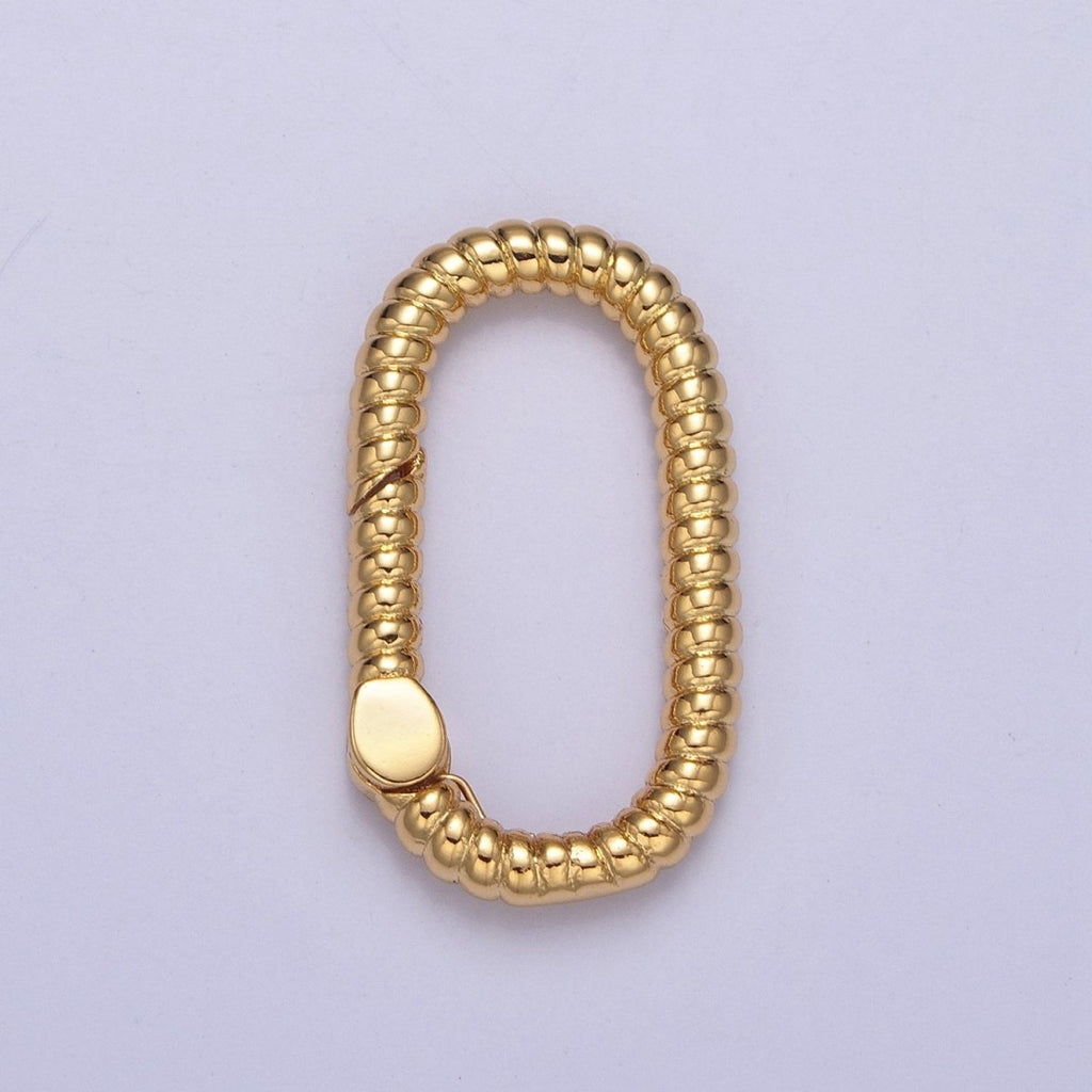 Dainty Gold Oval Spring Gate Ring, Push Gate Clasp Charm Holder 14K Gold plated Clasp for Charm Holder Connector L-727 L-728 - DLUXCA