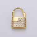 Dainty Gold padlock Earrings, CZ Hopp Earrings, Gold Hoop Lock Earrings, Micro Pave gold lock Huggie, Love Jewelry for gift idea Q-153 - DLUXCA