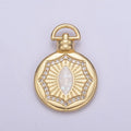 Dainty Gold Pink Shell The Eye Pendant Micro Pave Round Medallion Pink / White Shell Amulet Jewelry Making H-707 H-710