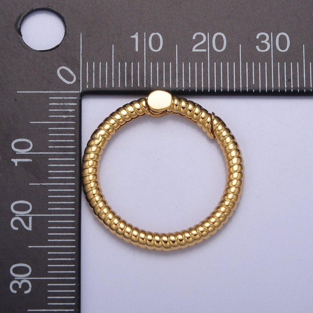 Dainty Gold Round Spring Gate Ring, Push Gate Clasp Charm Holder 14K Gold plated Clasp for Charm Holder Connector L-729 L-730 - DLUXCA