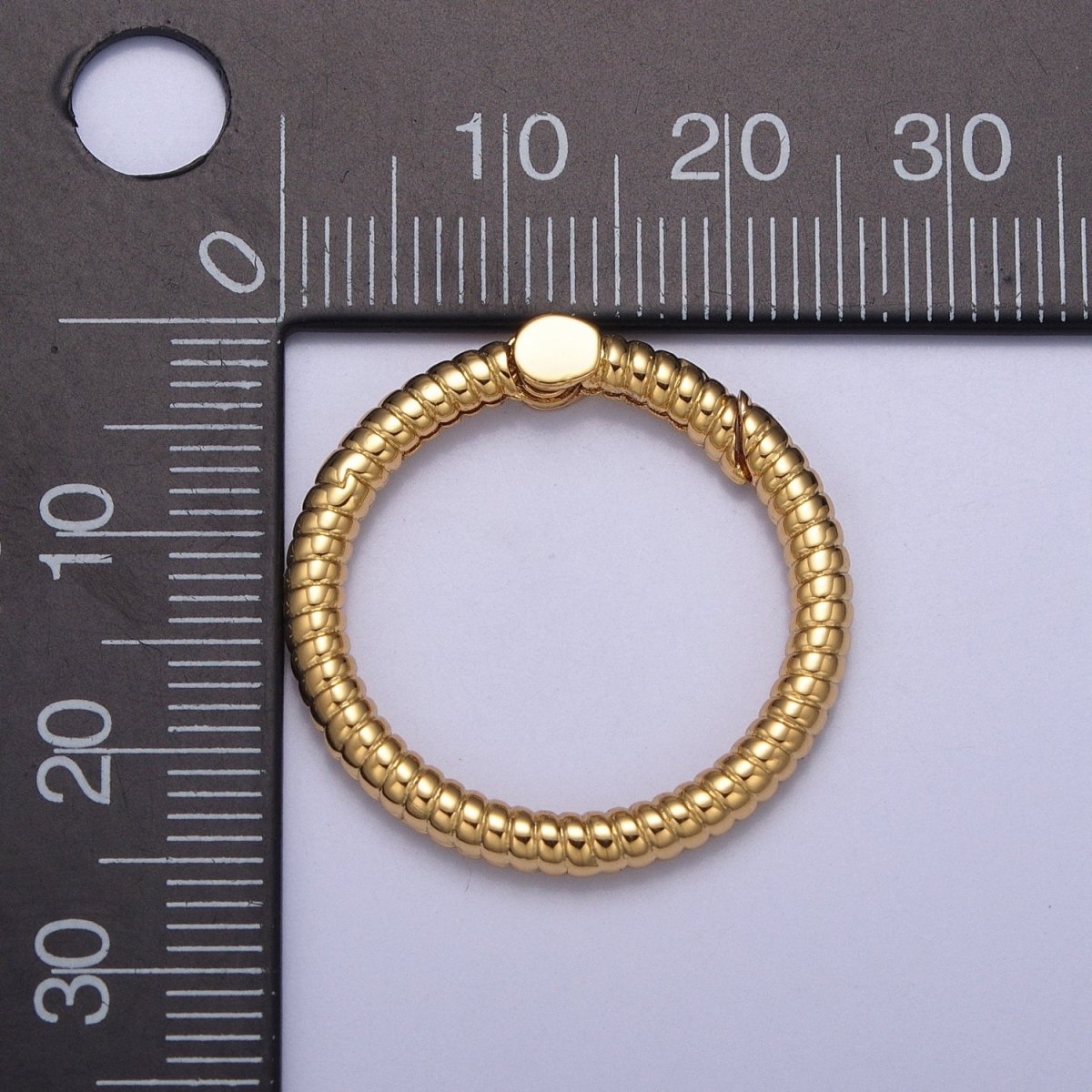 Dainty Gold Round Spring Gate Ring, Push Gate Clasp Charm Holder 14K Gold plated Clasp for Charm Holder Connector L-729 L-730 - DLUXCA