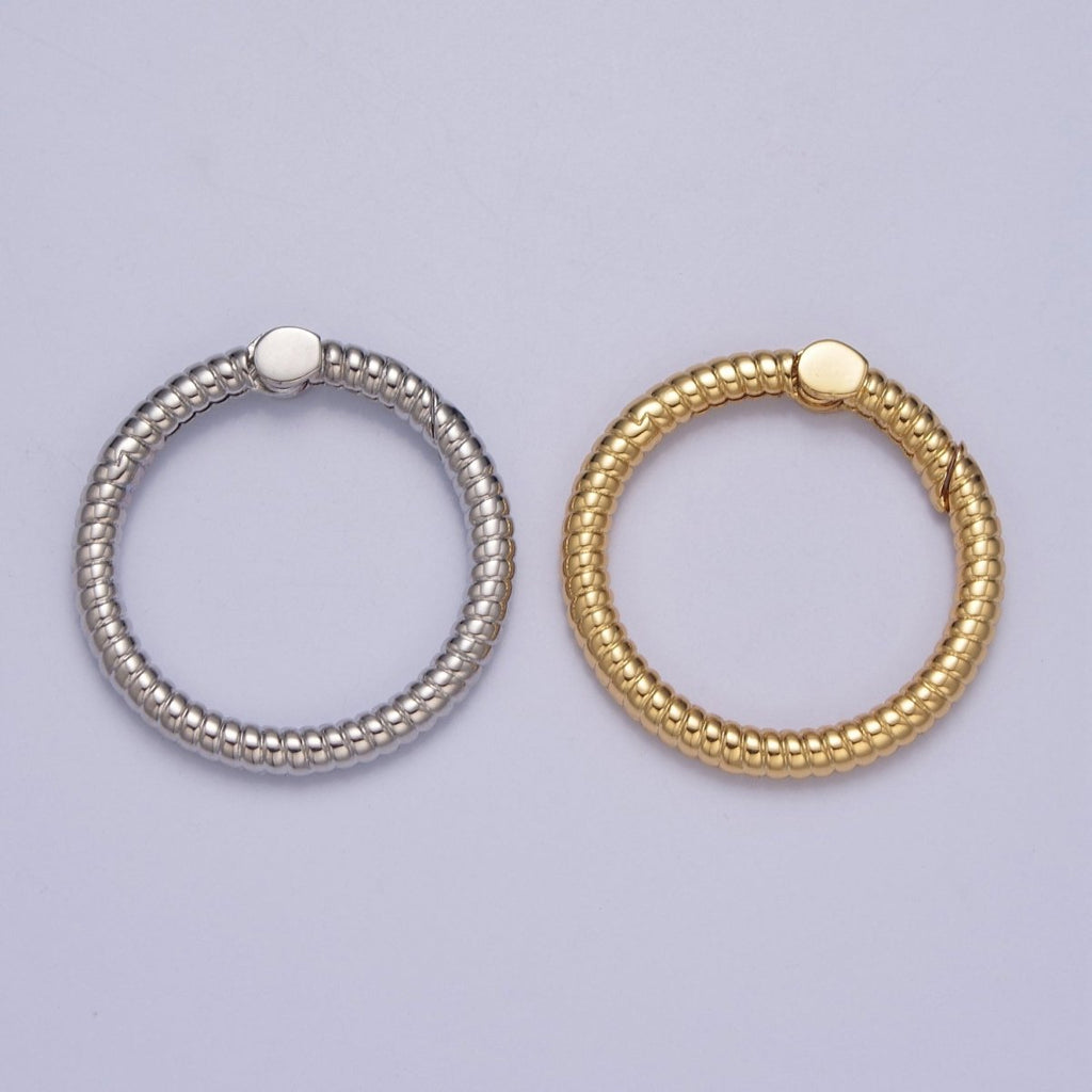 Dainty Gold Round Spring Gate Ring, Push Gate Clasp Charm Holder 14K Gold plated Clasp for Charm Holder Connector L-729 L-730 - DLUXCA