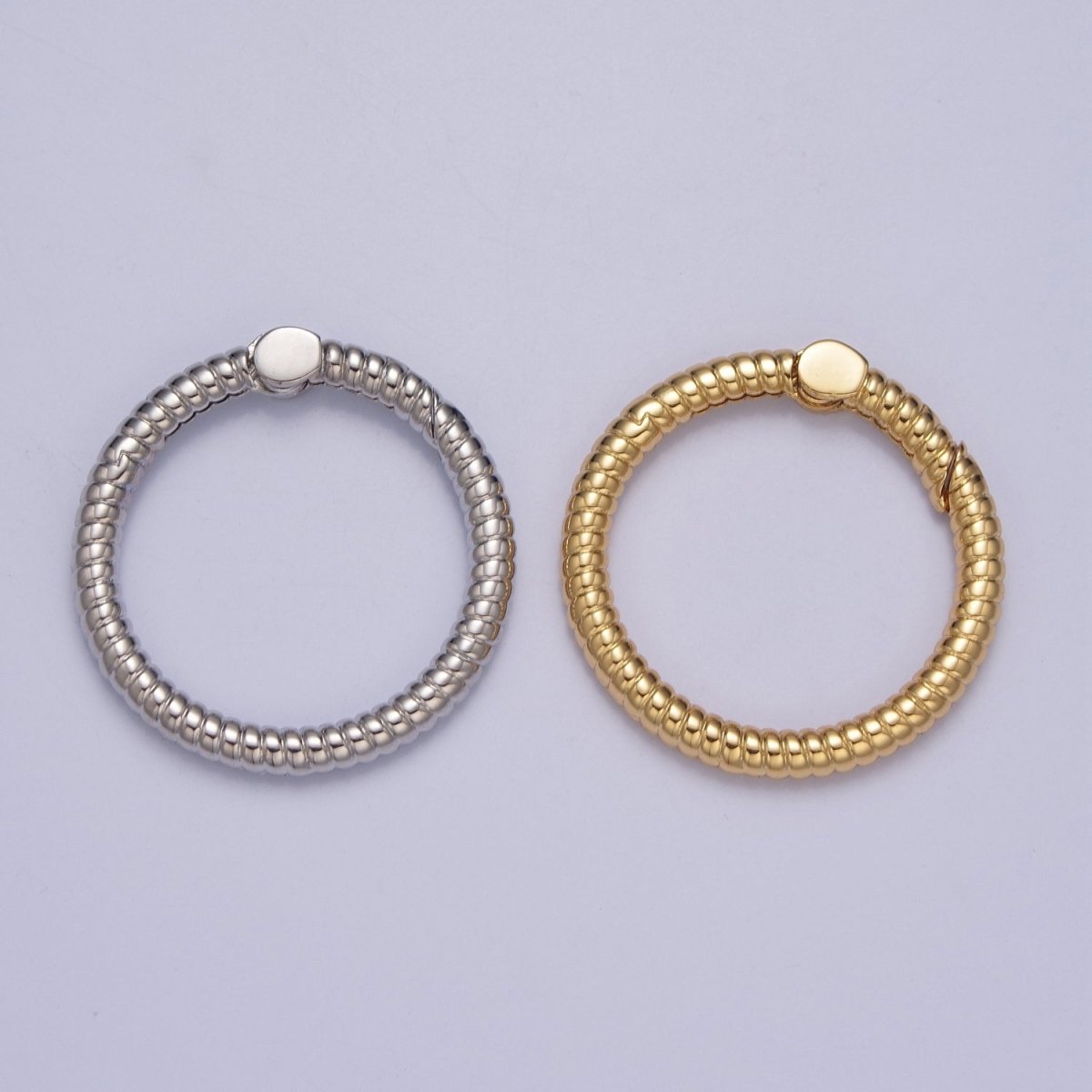 Dainty Gold Round Spring Gate Ring, Push Gate Clasp Charm Holder 14K Gold plated Clasp for Charm Holder Connector L-729 L-730 - DLUXCA