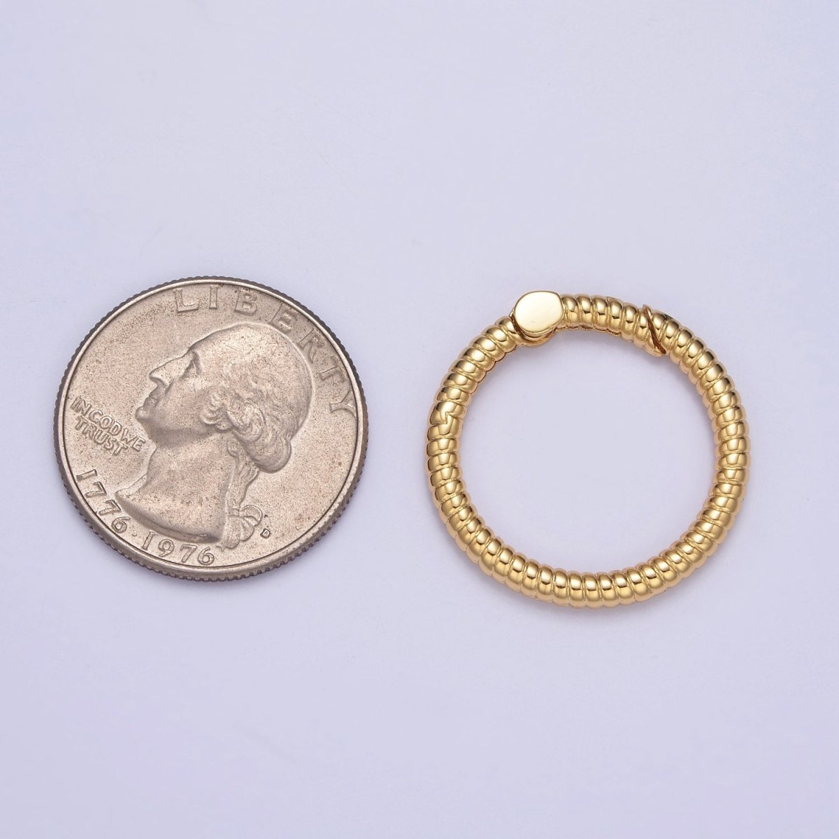 Dainty Gold Round Spring Gate Ring, Push Gate Clasp Charm Holder 14K Gold plated Clasp for Charm Holder Connector L-729 L-730 - DLUXCA