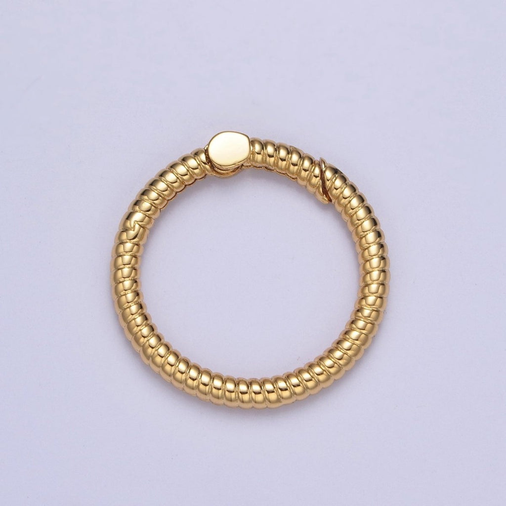 Dainty Gold Round Spring Gate Ring, Push Gate Clasp Charm Holder 14K Gold plated Clasp for Charm Holder Connector L-729 L-730 - DLUXCA