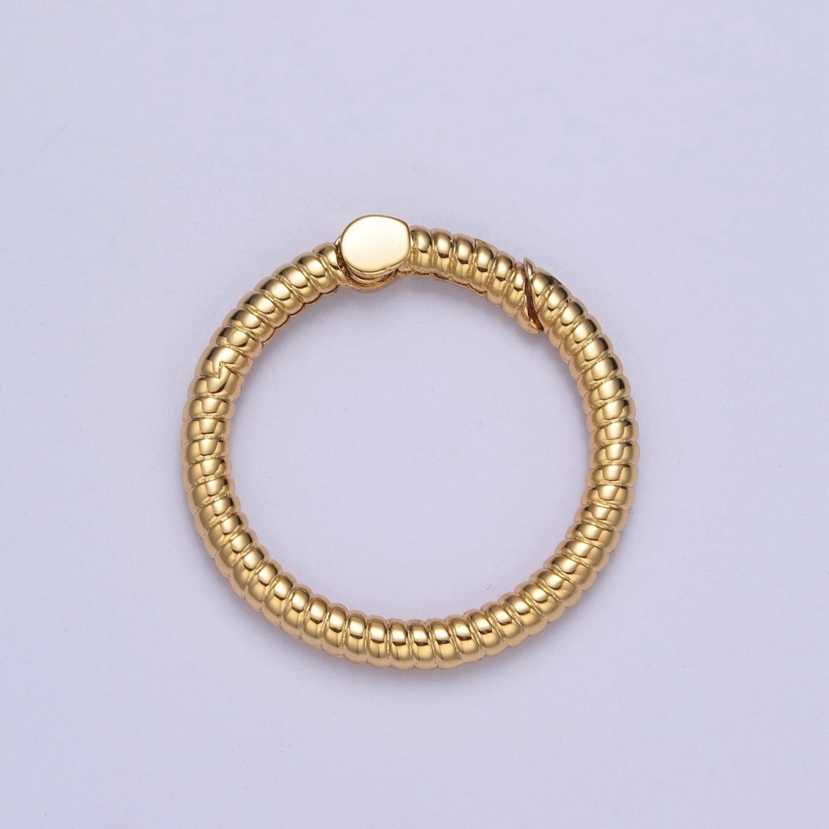 Dainty Gold Round Spring Gate Ring, Push Gate Clasp Charm Holder 14K Gold plated Clasp for Charm Holder Connector L-729 L-730 - DLUXCA