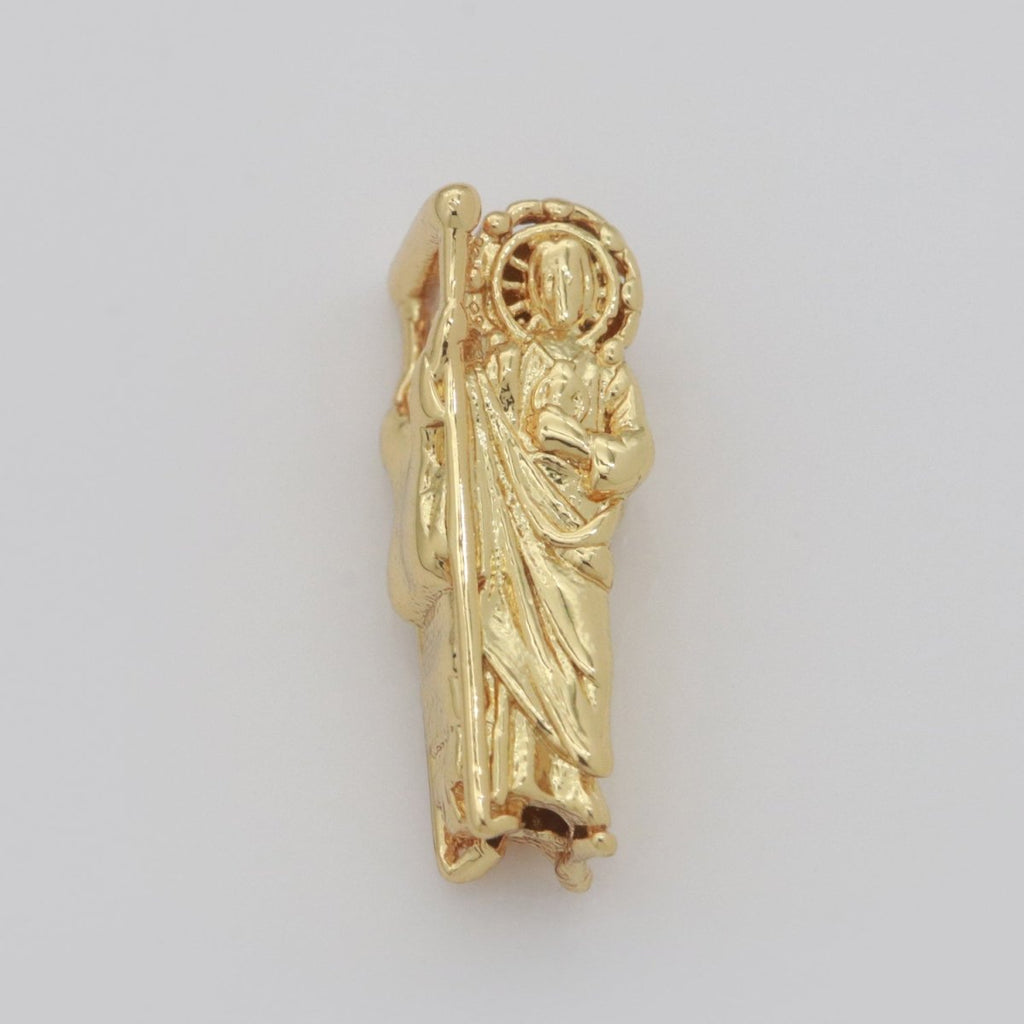 Dainty Gold Saint Jude Bead Spacer St Judas Bead for Bracelet Supply Component Jewelry Making Silver / Black Religious Protection Gift,  B-631