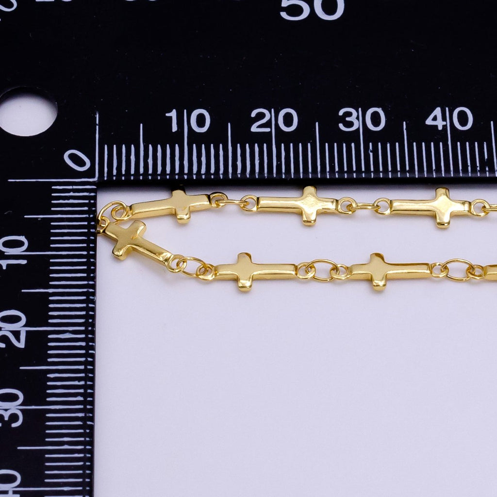 Dainty Gold Sideway Cross Link Chain by Yard 8.4mm links | ROLL-1494 - DLUXCA