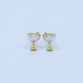 Dainty Gold Silver Cubic Zirconia Wine Glass Stud Earrings | AB335 