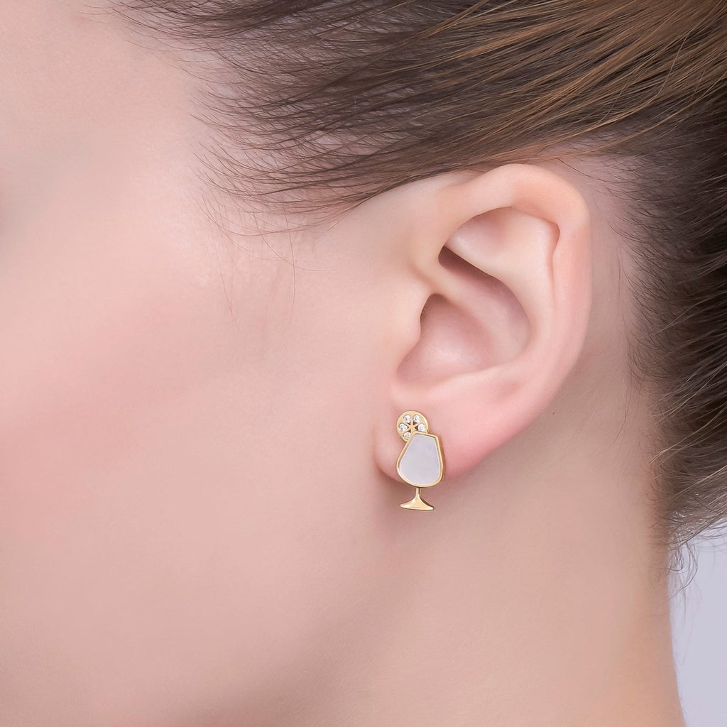 Dainty Gold Silver Pearl Cocktail Stud Earrings | AB246 - DLUXCA