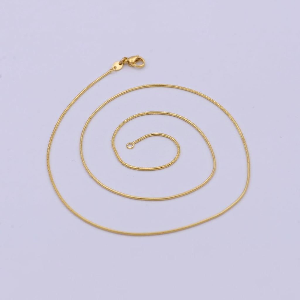 Dainty Gold Snake Chain 0.9 MM Round 19.7" Wholesale Necklace | WA-749 Clearance Pricing - DLUXCA