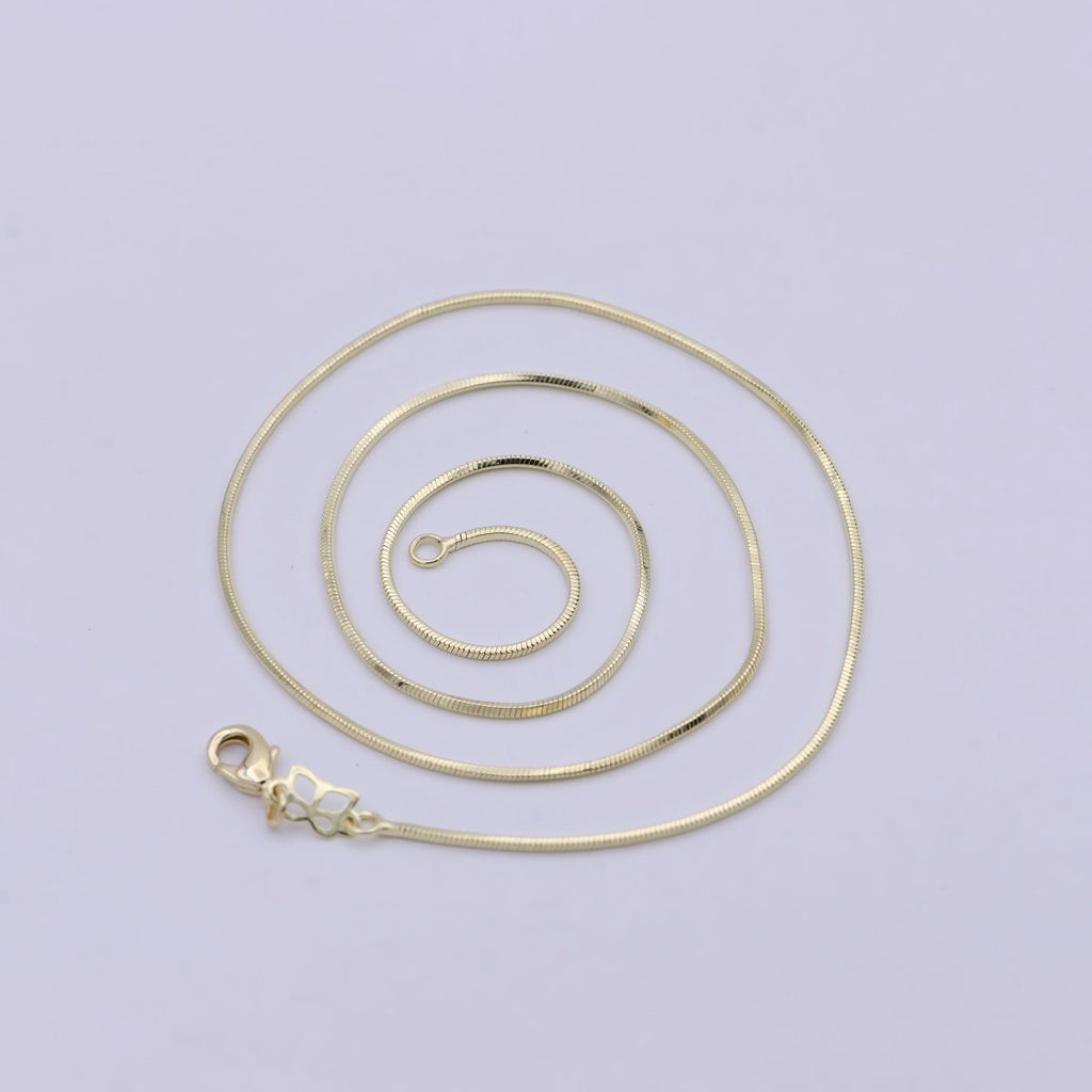 Dainty Gold Snake Chain 1 MM Round 17.7" Ready To Wear Chain Wholesale Necklace | WA-752 Clearance Pricing - DLUXCA