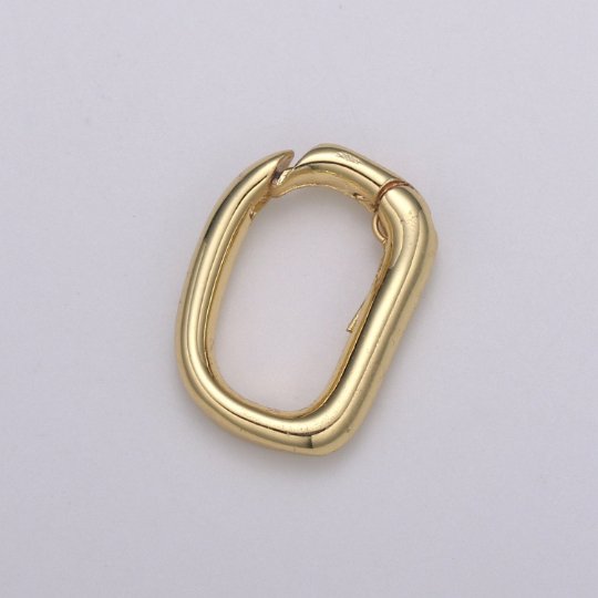 Dainty Gold Spring Gate Ring, Push Gate ring, 12x9mm Oval Ring Gold plated Clasp for Charm Holder Connector K-435 - DLUXCA