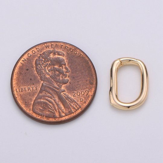 Dainty Gold Spring Gate Ring, Push Gate ring, 12x9mm Oval Ring Gold plated Clasp for Charm Holder Connector K-435 - DLUXCA
