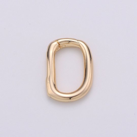Dainty Gold Spring Gate Ring, Push Gate ring, 12x9mm Oval Ring Gold plated Clasp for Charm Holder Connector K-435 - DLUXCA