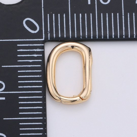Dainty Gold Spring Gate Ring, Push Gate ring, 12x9mm Oval Ring Gold plated Clasp for Charm Holder Connector K-435 - DLUXCA
