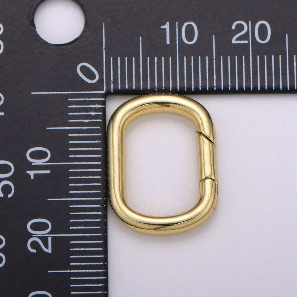 Dainty Gold Spring Gate Ring, Push Gate ring, 15x20mm Oval Ring, Charm Holder 14K Gold plated Clasp for Charm Holder Connector L-004 - DLUXCA