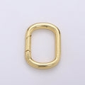 Dainty Gold Spring Gate Ring, Push Gate ring, 15x20mm Oval Ring, Charm Holder 14K Gold plated Clasp for Charm Holder Connector L-004 - DLUXCA