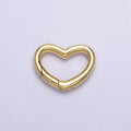 Dainty Gold Spring Gate Ring, Push Gate ring, 16.6x13mm Heart Clasp Charm Holder Gold SilverClasp for Link Chain Connector Z-173 Z-174 - DLUXCA
