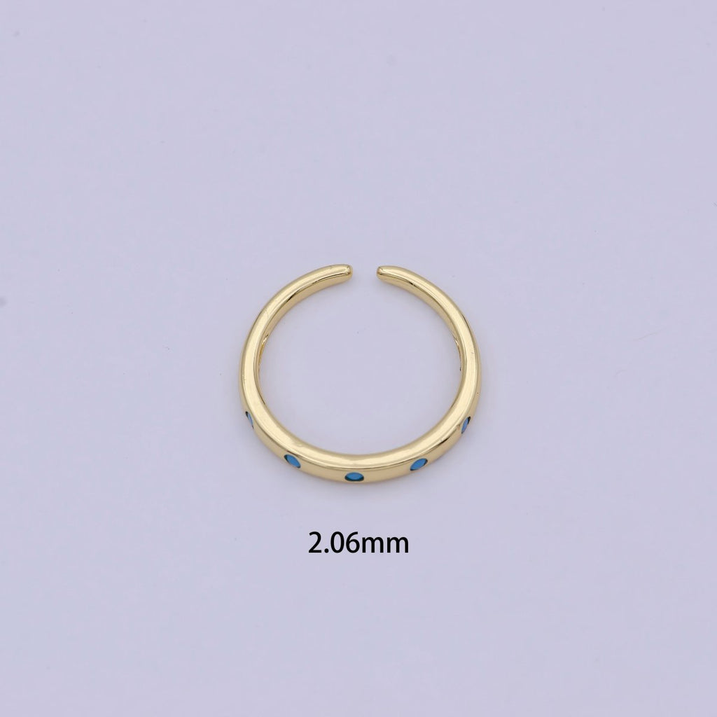 Dainty Gold Stacking Ring, Gold Minimalist CZ Ring, Simple Open Adjustable Thin Ring, Gift for Her, Delicate Ring U-485 ~ U-489 - DLUXCA