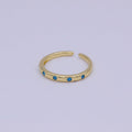 Dainty Gold Stacking Ring, Gold Minimalist CZ Ring, Simple Open Adjustable Thin Ring, Gift for Her, Delicate Ring U-485 ~ U-489 - DLUXCA