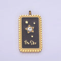 Dainty Gold Stainless Steel Black Enamel The Star Charm Tag Celestial Jewelry Pendant| P1398 - DLUXCA