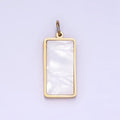 Dainty Gold Stainless Steel Rectangle Pearl Charm Tag Pendant P-1396 - DLUXCA
