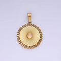 Dainty Gold Stainless Steel SunBurst Charm Opal Round Medallion Pendant Radiant Sun Charm P1391 - DLUXCA