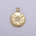 Dainty Gold Star Charm Micro Pave Star Planet Moon Universe Celestial Pendant N-523 - DLUXCA