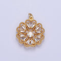 Dainty Gold Sun Flower Charm Silver Baguette Floral Charm AC747 AC748