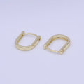 Dainty Gold U Shaped Boxy 15mm Huggie Earrings | Y-161 - DLUXCA