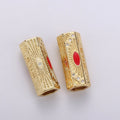 Dainty Golden Beads Tube Wild Writings CZ Plain Gold plated Geometric Tube Accessories/Jewelry Making Beads B392 - DLUXCA