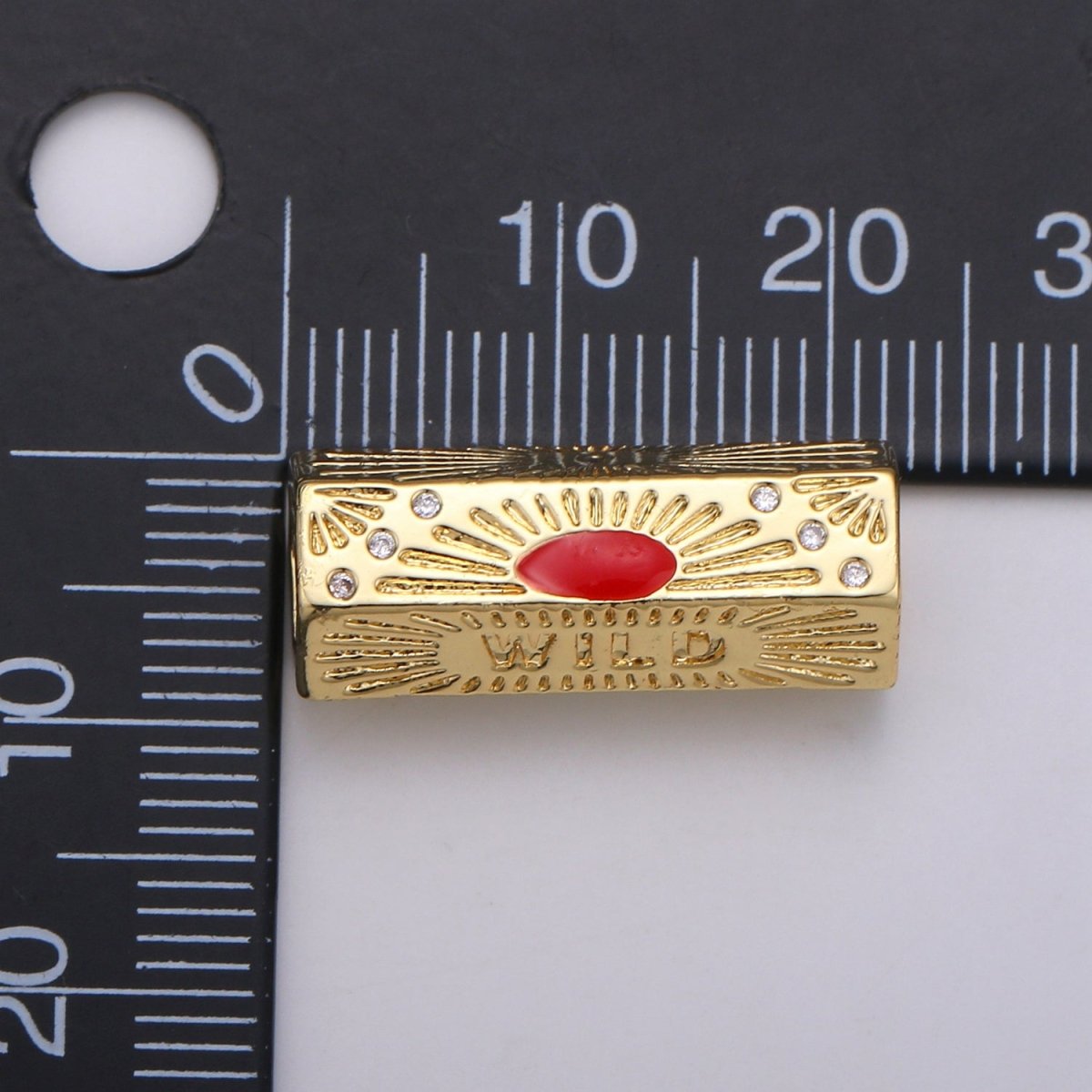 Dainty Golden Beads Tube Wild Writings CZ Plain Gold plated Geometric Tube Accessories/Jewelry Making Beads B392 - DLUXCA