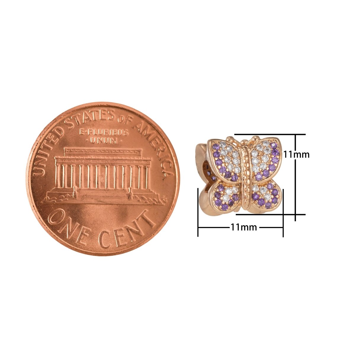 Dainty Golden Butterfly Beads CZ Crystal Mini Gold plated Mariposa Animal Jewelry Making Beads B-345 - DLUXCA