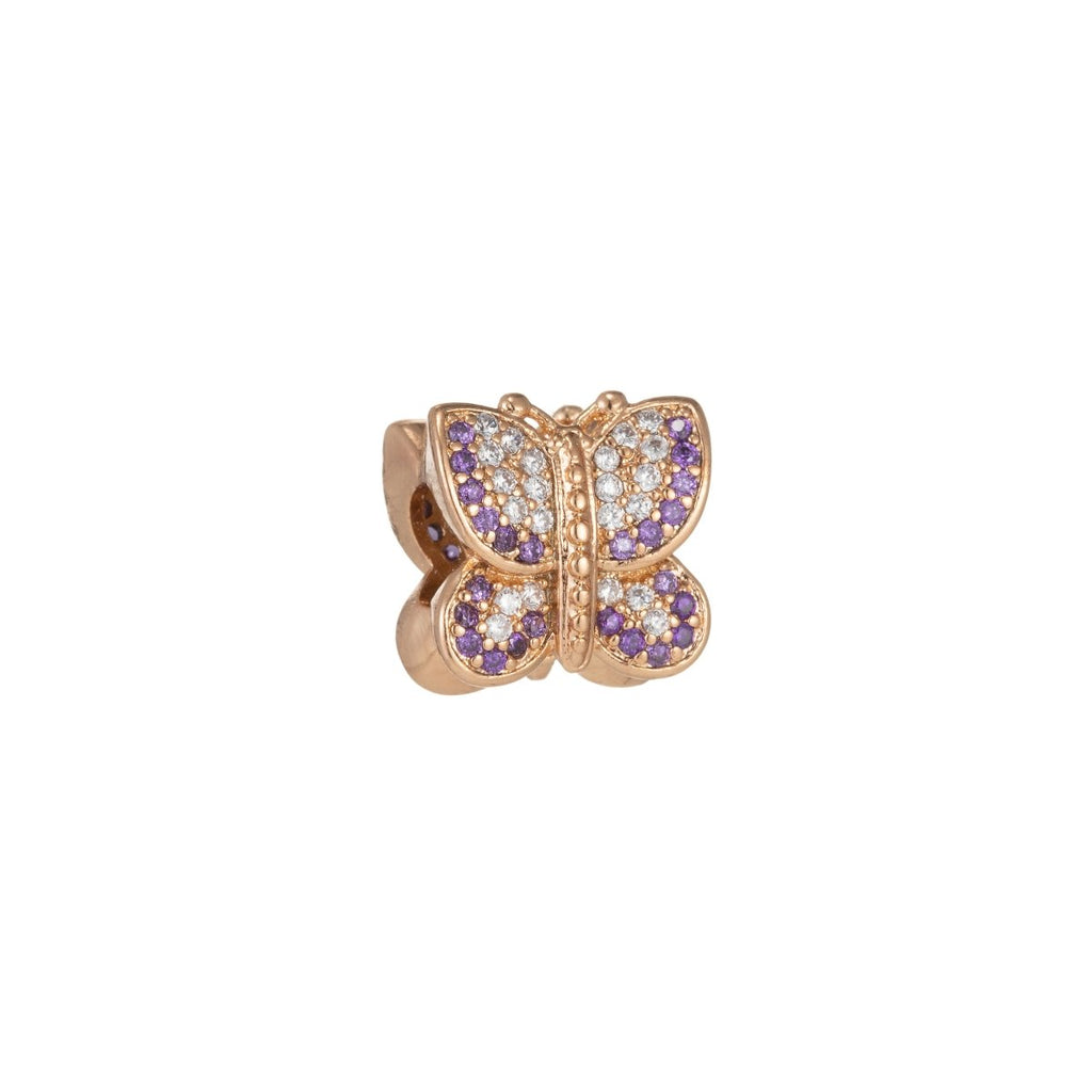 Dainty Golden Butterfly Beads CZ Crystal Mini Gold plated Mariposa Animal Jewelry Making Beads B-345 - DLUXCA