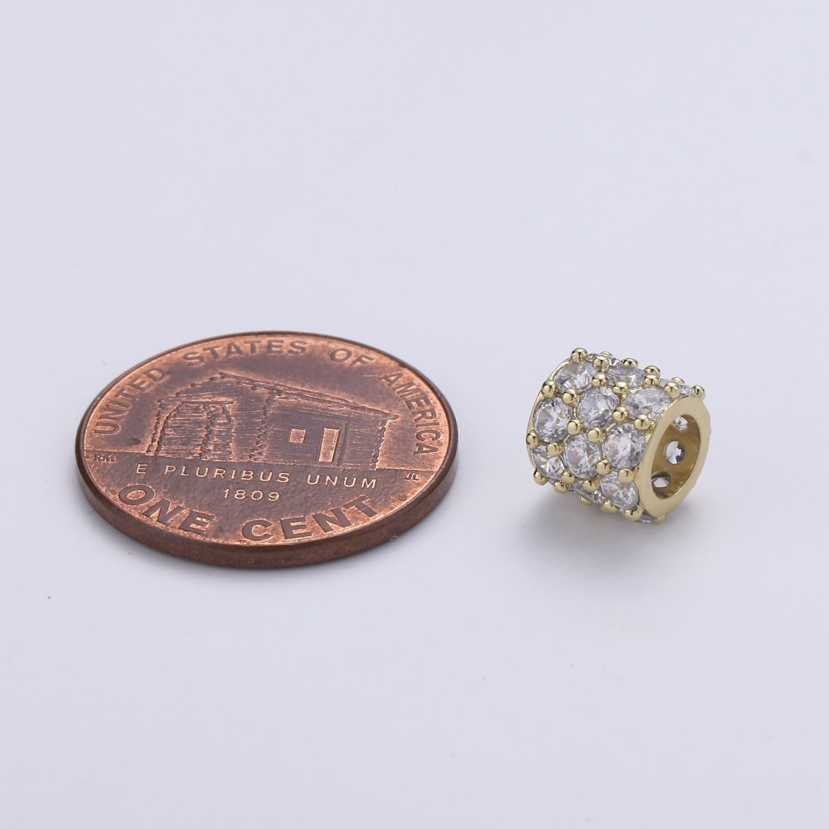 Dainty Golden Circle Roll Beads CZ Gold plated Geometric Round Roll Jewelry Making Beads B-332 - DLUXCA